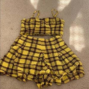 Yellow plaid two piece set